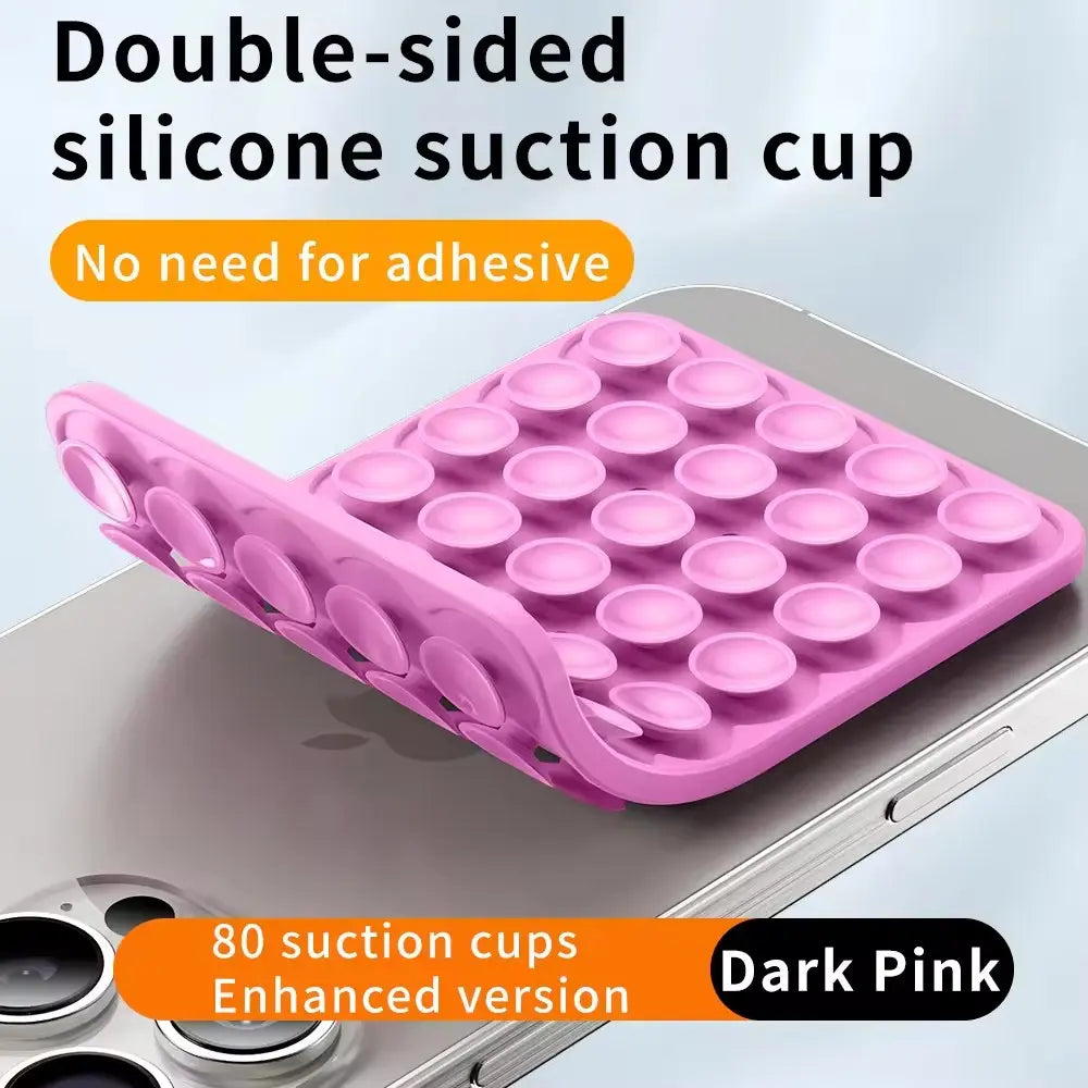 Silicone Suction Cup Phone Case Mount Double Sided, Phone Accessories Hands-Free Strong Grip Holder for Selfies and Videos, Silicon Phone Stand for Iphone and Android Light Pink Smartphone Porta Celular