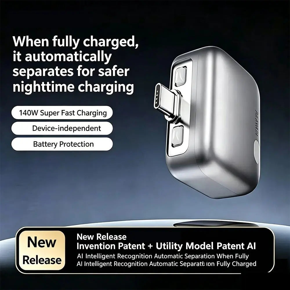 140W Auto Disconnect USB C Charger Adapter, AI Intelligent Full Charge Automatic Physical Separation Fast Charger, anti Overcharge Battery Protection for Safe Overnight Charging, Universal for Type-C Phones, Laptops, Tablets