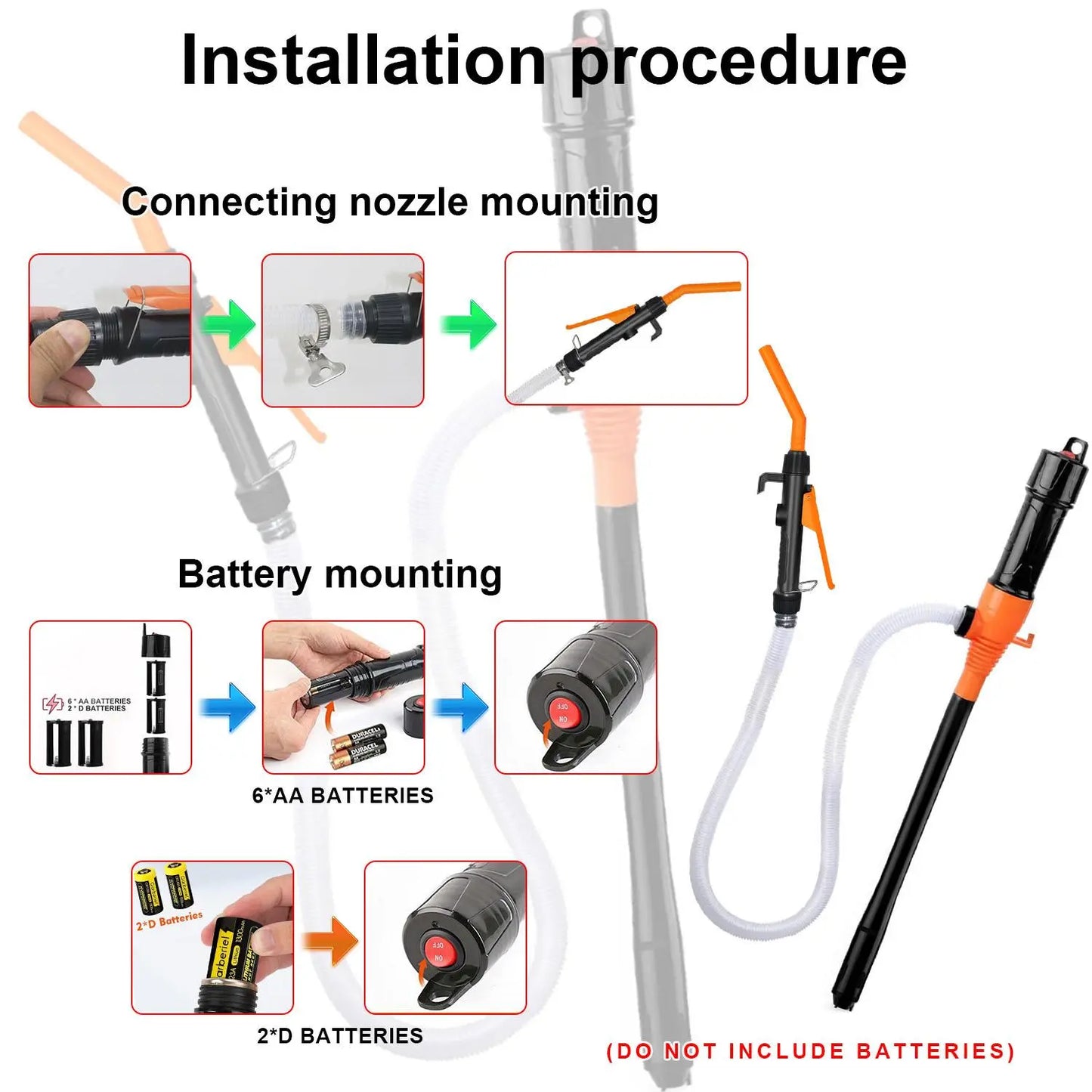 Portable Power Battery Pump, Cordless Water & Fuel Transfer Pump, Battery-Powered Fuel Pump with 4Ft Oil Outlet Pipe (Battery Not Included), Suitable for Lawn Mowers, Boats, Cars and Motorcycles, Swivel Joint Gas Pump, Hand Fuel Pump #GLOBAL PICKS