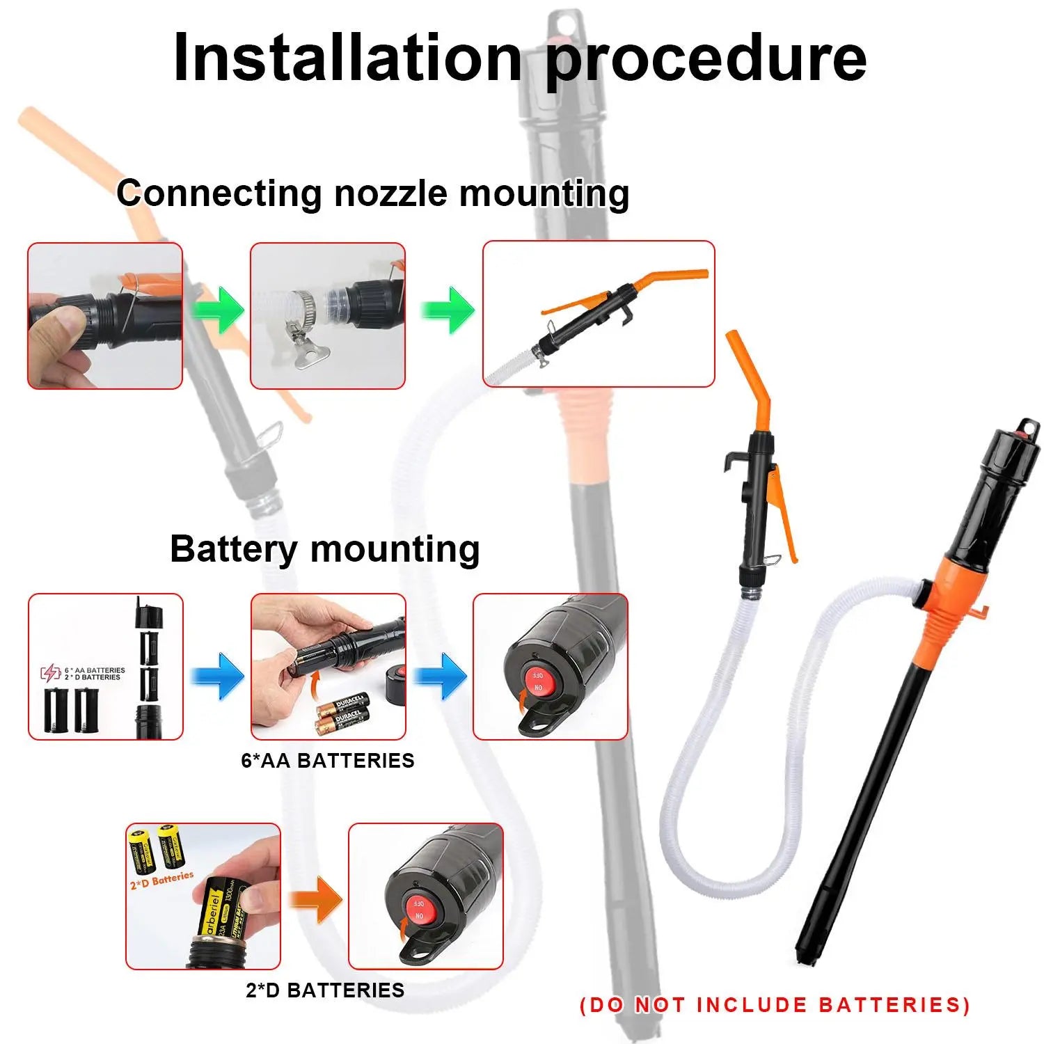Portable Power Battery Pump, Cordless Water & Fuel Transfer Pump, Battery-Powered Fuel Pump with 4Ft Oil Outlet Pipe (Battery Not Included), Suitable for Lawn Mowers, Boats, Cars and Motorcycles, Swivel Joint Gas Pump, Hand Fuel Pump #GLOBAL PICKS