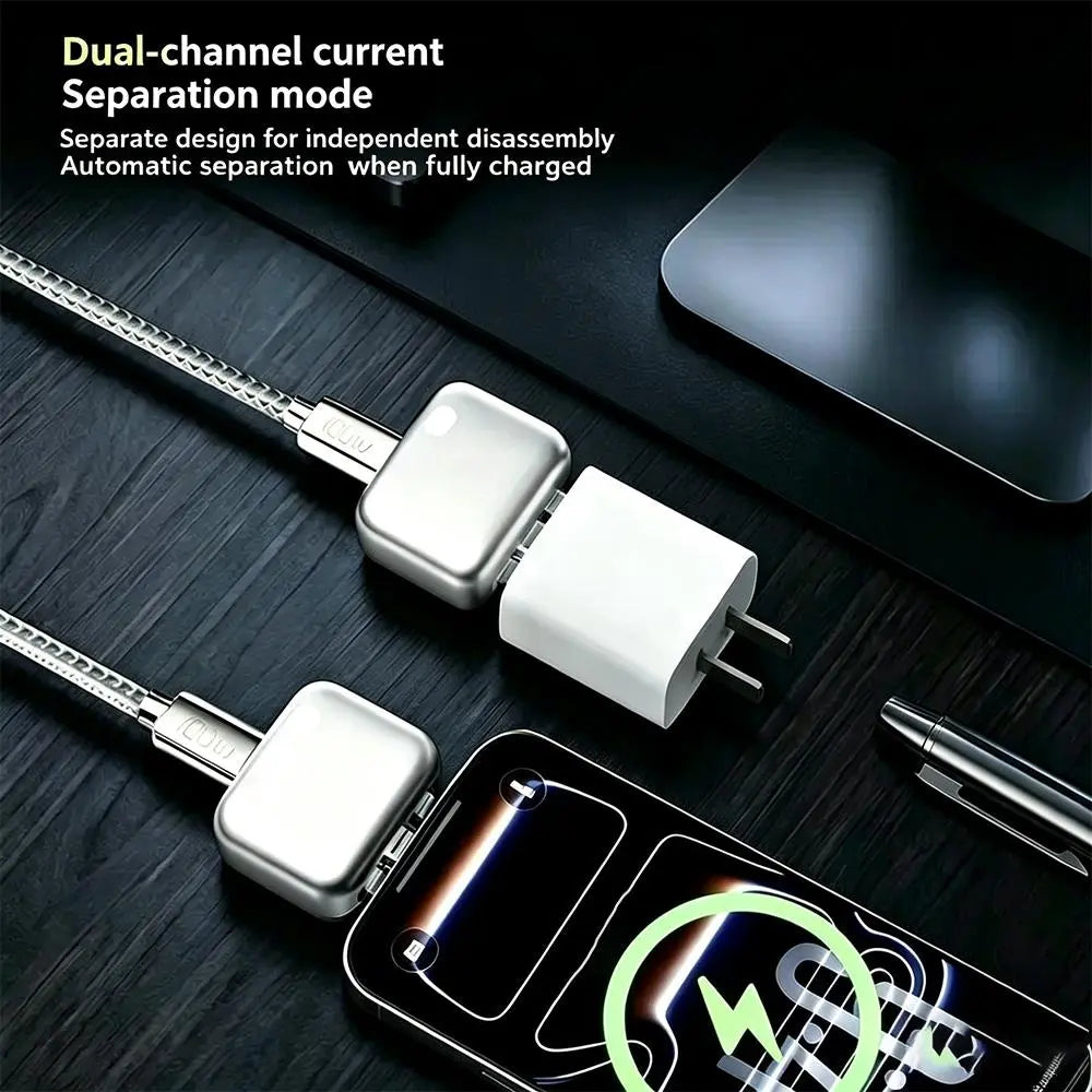 140W Auto Disconnect USB C Charger Adapter, AI Intelligent Full Charge Automatic Physical Separation Fast Charger, anti Overcharge Battery Protection for Safe Overnight Charging, Universal for Type-C Phones, Laptops, Tablets