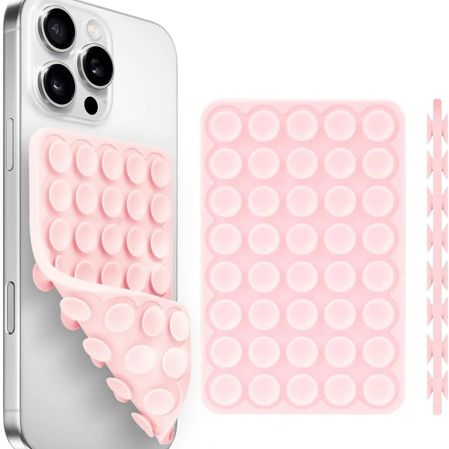 Silicone Suction Cup Phone Case Mount Double Sided, Phone Accessories Hands-Free Strong Grip Holder for Selfies and Videos, Silicon Phone Stand for Iphone and Android Light Pink Smartphone Porta Celular