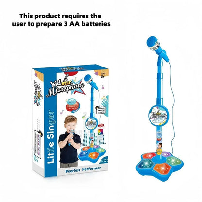 Microphone Toy with Super Colorful Lights, Unisex Child Singing Mic with Stand, Role Play Music Enlightenment Educational Entertainment Toy