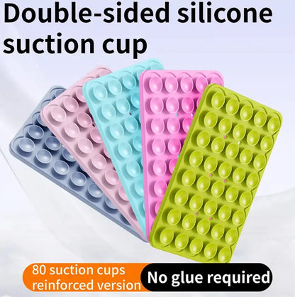 Silicone Suction Cup Phone Case Mount Double Sided, Phone Accessories Hands-Free Strong Grip Holder for Selfies and Videos, Silicon Phone Stand for Iphone and Android Light Pink Smartphone Porta Celular