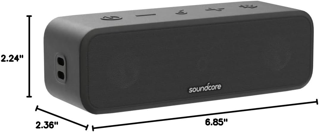 Soundcore  3 Portable Bluetooth Speaker - Wireless, IPX7 Waterproof, 24H Playtime, Pure Titanium Diaphragm Drivers, Partycast, Bassup, Custom EQ App - for Home, Shower, Outdoor, and Beach