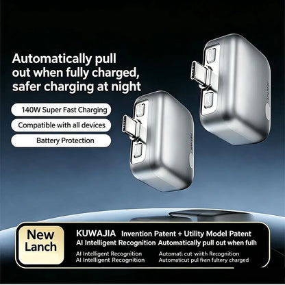 140W Auto Disconnect USB C Charger Adapter, AI Intelligent Full Charge Automatic Physical Separation Fast Charger, anti Overcharge Battery Protection for Safe Overnight Charging, Universal for Type-C Phones, Laptops, Tablets