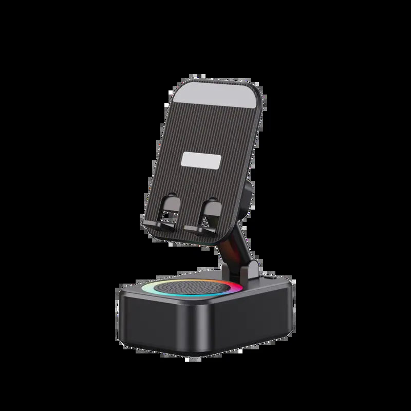 IMOLI Wireless Audio Induction Bluetooth Speaker with Emergency Charging 5In1 Phone Holder Power Bank LED Nightlight for Tablet Iphone Android 5.3 Connectivity 1500Mah Battery 100Hz-20Khz Frequency Response New Design Durable Smart Device