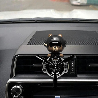 Rotating Airplane Pilot Bear Car Air Fresheners Accessories Interior Decorations Fan Vent Clips Perfume Fragrance Diffuser Aroma