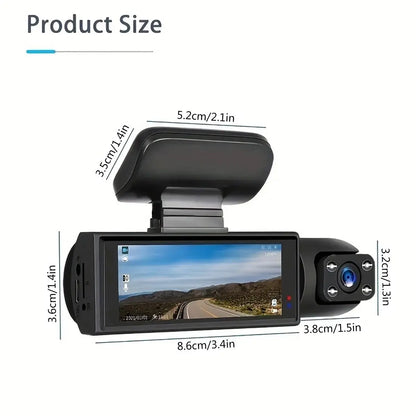 Dual Recording Car DVR Camera, Dash Cam with 64GB Memory Card, Wide Angle Car Dash Camera with 3.16 Inch Lps Screen, Video Surveillance, Jerl Dash Cam, Recording Camera, Car Dashcam(Non-Rechargeable Model; Must Be Plugged in for Use.)