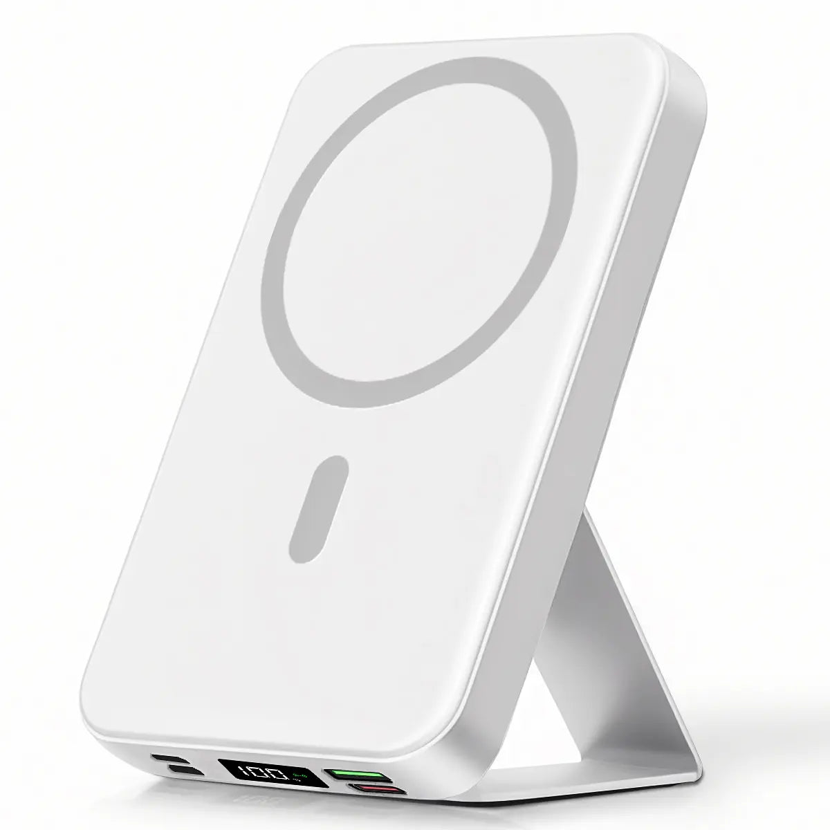 2026 US Spring Glow up Campaign 10000Mah Magnetic Power Bank Wireless Portable Charger with USB-C Cable LED Display Foldable Battery Pack for Iphone17/ 16/15/14/13/12/Pro/Pro Max Series Charging Compact Silicone Black