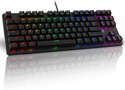 Phantom 87 Key RGB Mechanical Gaming Keyboard | Outemu Red Switch | 16.8M Color LED Lighting | 18 Pre-Set | Low Latency | N-Key Rollover | Software Customizable Keys | Wired USB Connection