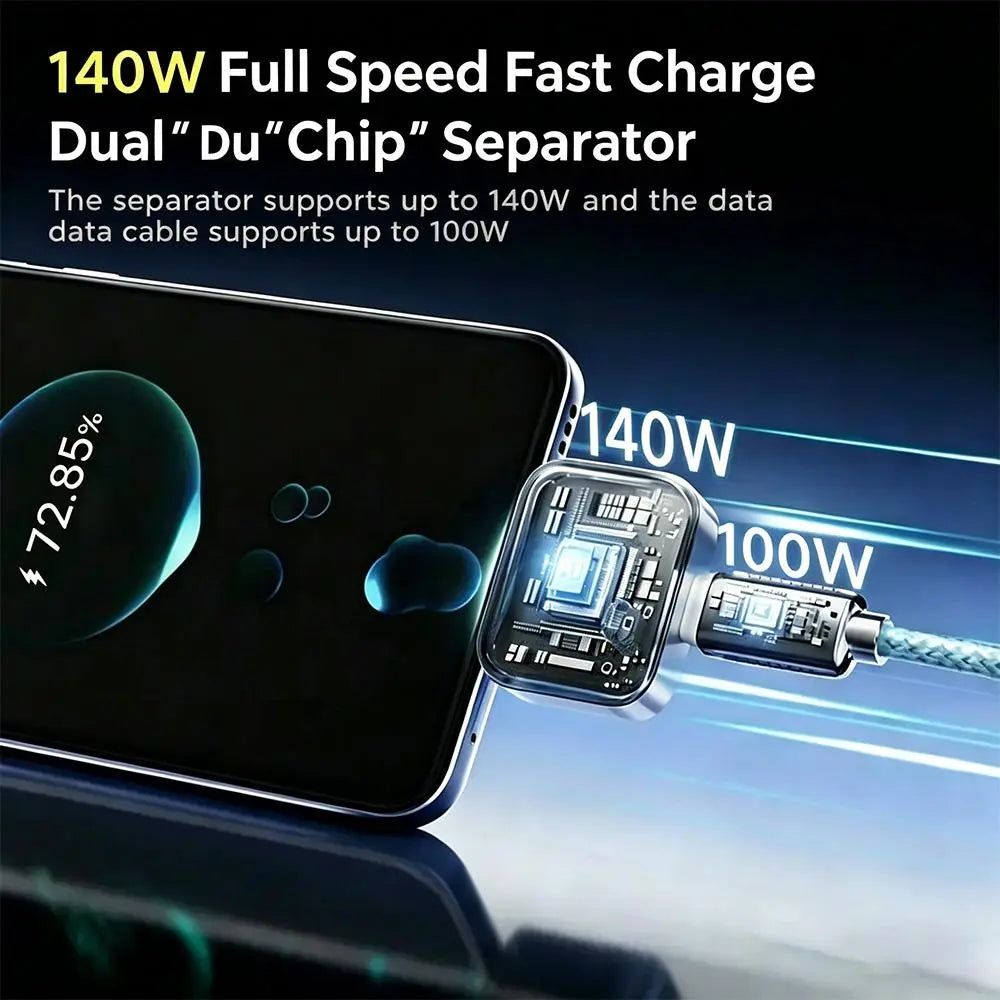 140W Auto Disconnect USB C Charger Adapter, AI Intelligent Full Charge Automatic Physical Separation Fast Charger, anti Overcharge Battery Protection for Safe Overnight Charging, Universal for Type-C Phones, Laptops, Tablets