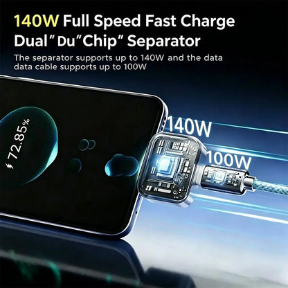 140W Auto Disconnect USB C Charger Adapter, AI Intelligent Full Charge Automatic Physical Separation Fast Charger, anti Overcharge Battery Protection for Safe Overnight Charging, Universal for Type-C Phones, Laptops, Tablets