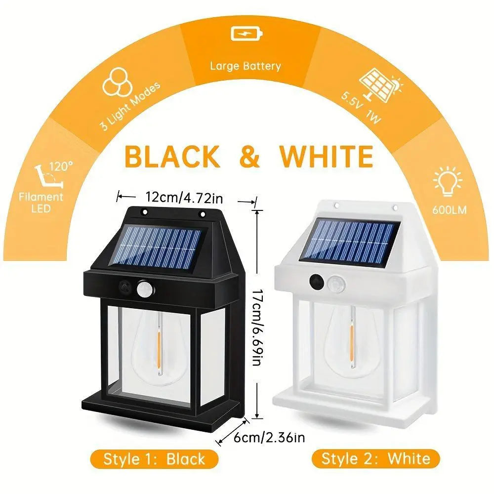 Solar Powered Outdoor Wall Light, Waterproof LED Wall Light 3 Lighting Modes, Energy Saving Night Light for Garden & Patio, Solar Outdoor Lights (1 Count)