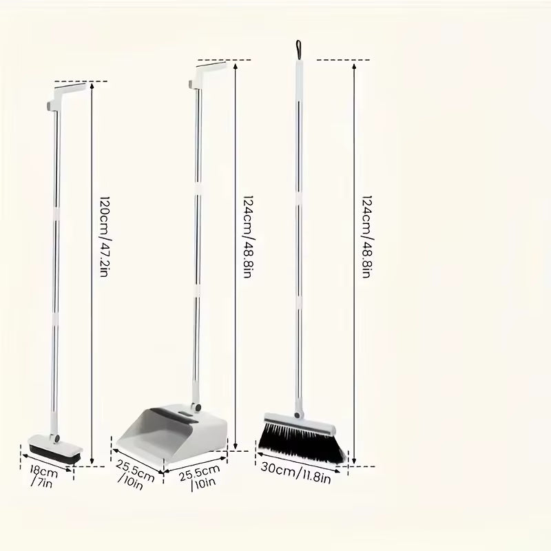Three in One Folding Broom and Dustpan Combination Set, Multi-Faceted Cleaning Kit, Suitable for Living Rooms and Hard Floors