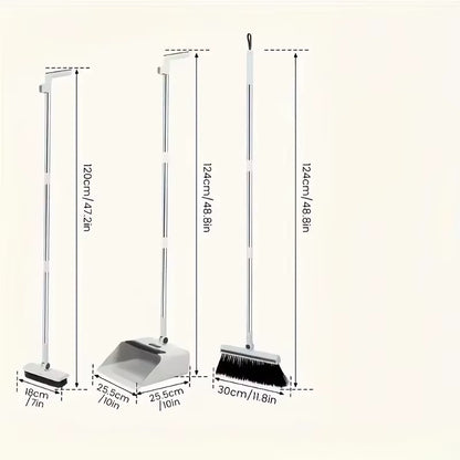 Three in One Folding Broom and Dustpan Combination Set, Multi-Faceted Cleaning Kit, Suitable for Living Rooms and Hard Floors