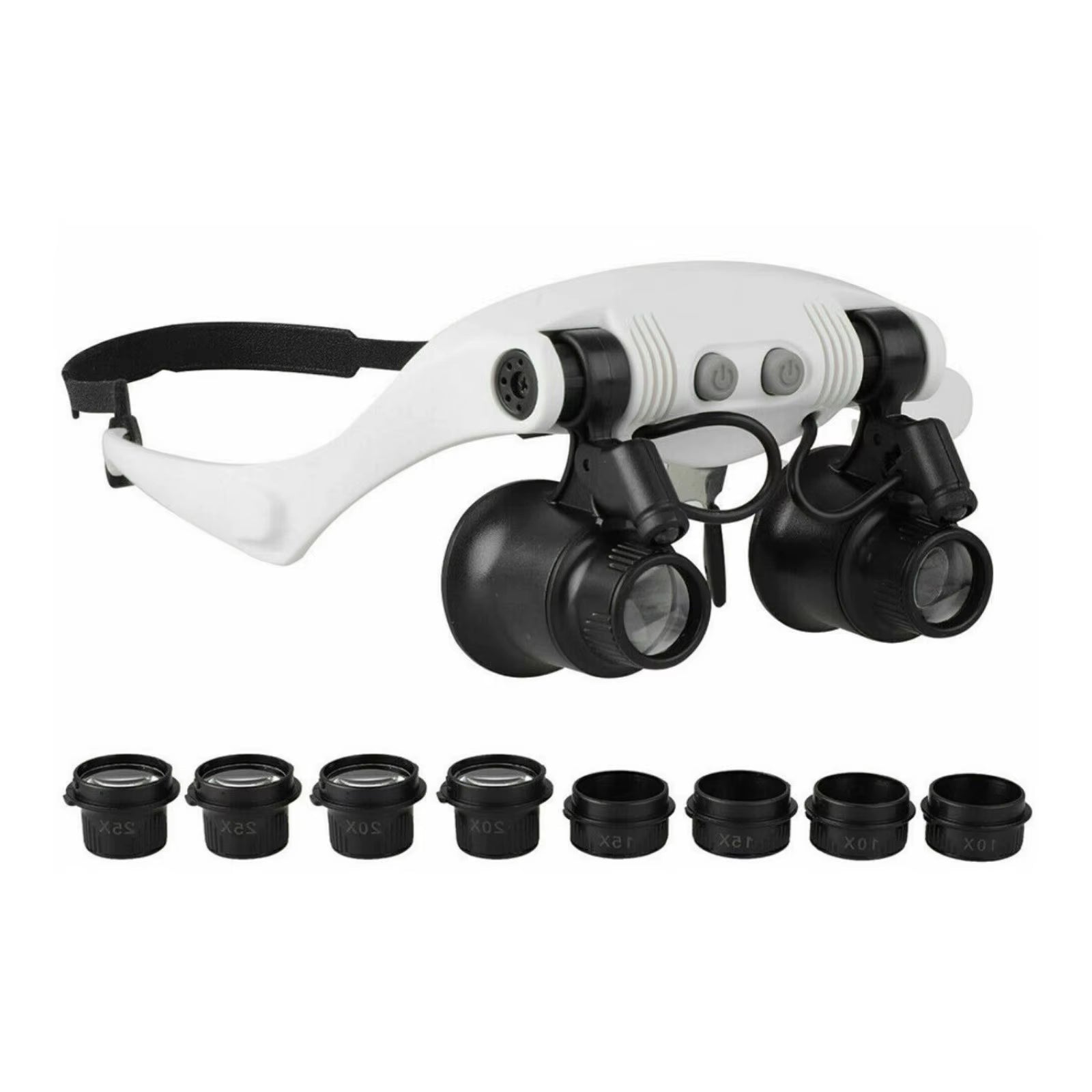 Accurate 10X 15X 20X 25X LED Magnifier Double Eye Jewelery Watch Repair Tools LED Lanp Loupes Watchmaker Strap Microscope Glass