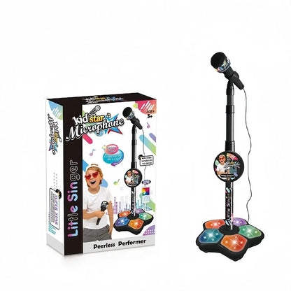 Microphone Toy with Super Colorful Lights, Unisex Child Singing Mic with Stand, Role Play Music Enlightenment Educational Entertainment Toy