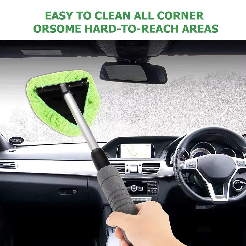 Telescopic Windshield Cleaning Brush Set Microfiber Glass Cleaner Scraping Mist Eliminator