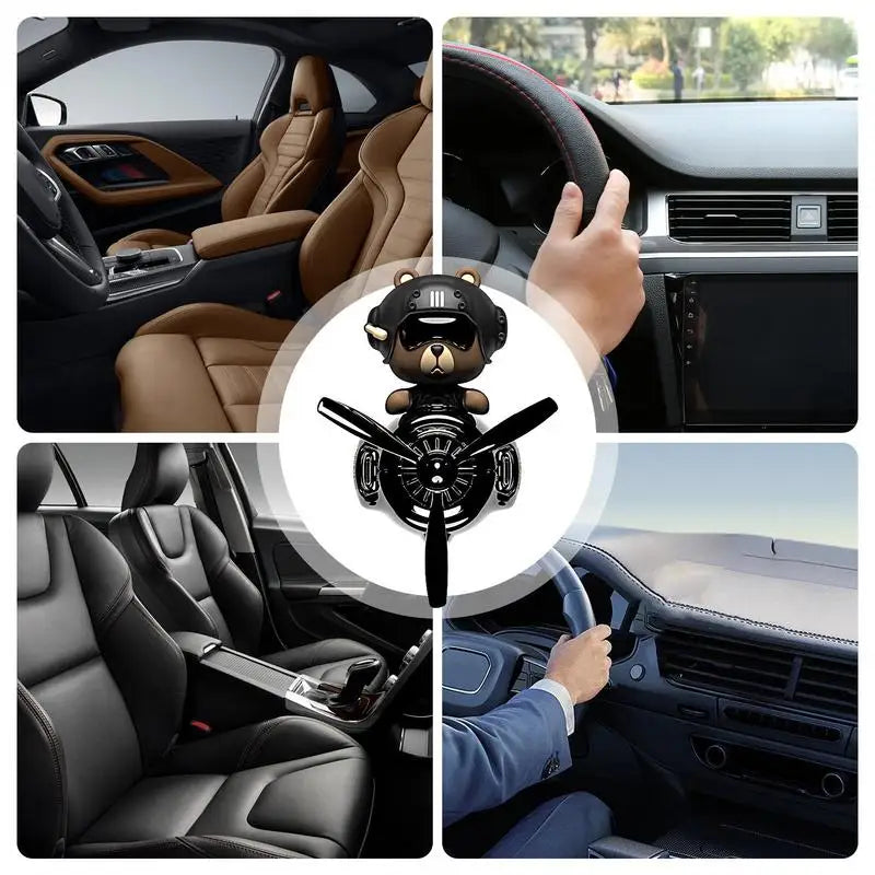 Rotating Airplane Pilot Bear Car Air Fresheners Accessories Interior Decorations Fan Vent Clips Perfume Fragrance Diffuser Aroma