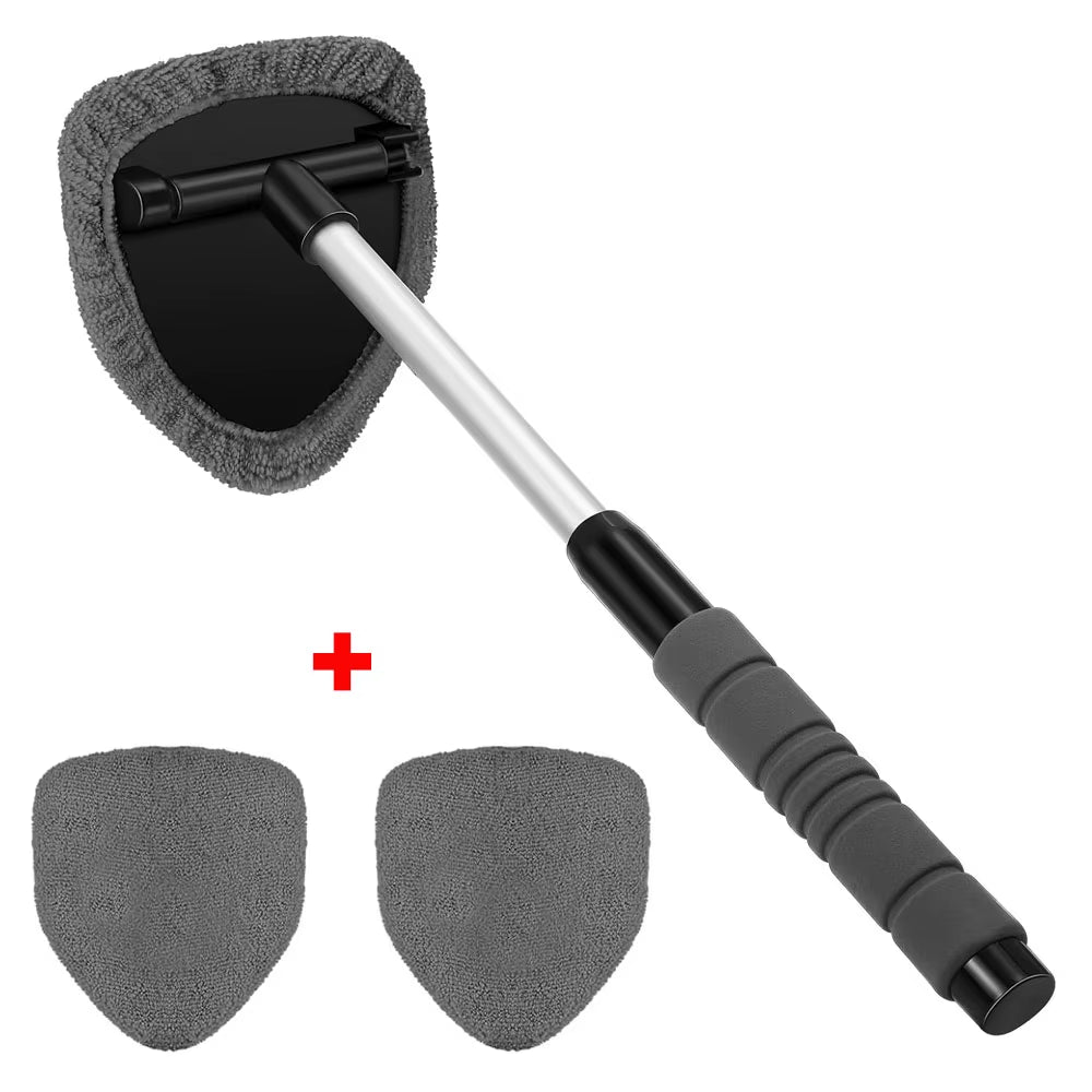 Telescopic Windshield Cleaning Brush Set Microfiber Glass Cleaner Scraping Mist Eliminator