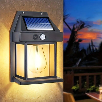 Solar Powered Outdoor Wall Light, Waterproof LED Wall Light 3 Lighting Modes, Energy Saving Night Light for Garden & Patio, Solar Outdoor Lights (1 Count)