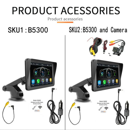 7 Inch Portable Car Video Player, 1 Set Adjustable Multifunctional Car MP5 Player with Bluetooth-Compatible & Rear View Camera, Car Electronics for Carplay Android, Car Accessories, Car Stuff