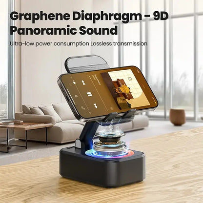 IMOLI Wireless Audio Induction Bluetooth Speaker with Emergency Charging 5In1 Phone Holder Power Bank LED Nightlight for Tablet Iphone Android 5.3 Connectivity 1500Mah Battery 100Hz-20Khz Frequency Response New Design Durable Smart Device