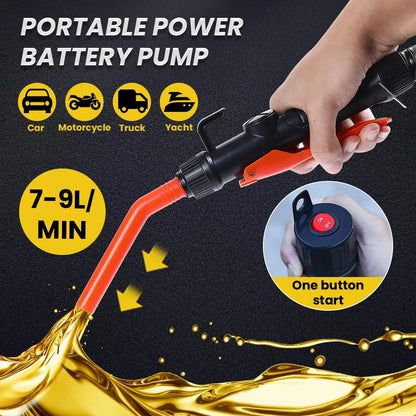 Portable Power Battery Pump, Cordless Water & Fuel Transfer Pump, Battery-Powered Fuel Pump with 4Ft Oil Outlet Pipe (Battery Not Included), Suitable for Lawn Mowers, Boats, Cars and Motorcycles, Swivel Joint Gas Pump, Hand Fuel Pump #GLOBAL PICKS