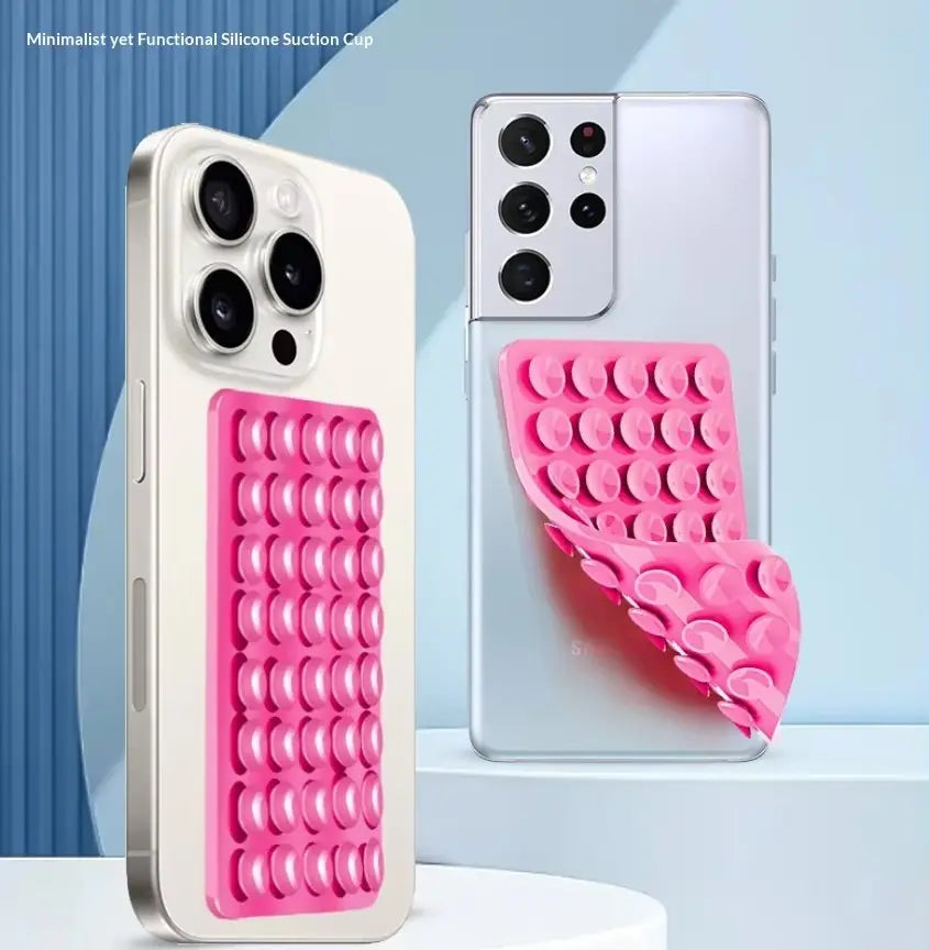 Silicone Suction Cup Phone Case Mount Double Sided, Phone Accessories Hands-Free Strong Grip Holder for Selfies and Videos, Silicon Phone Stand for Iphone and Android Light Pink Smartphone Porta Celular