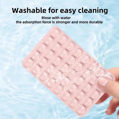 Silicone Suction Cup Phone Case Mount Double Sided, Phone Accessories Hands-Free Strong Grip Holder for Selfies and Videos, Silicon Phone Stand for Iphone and Android Light Pink Smartphone Porta Celular