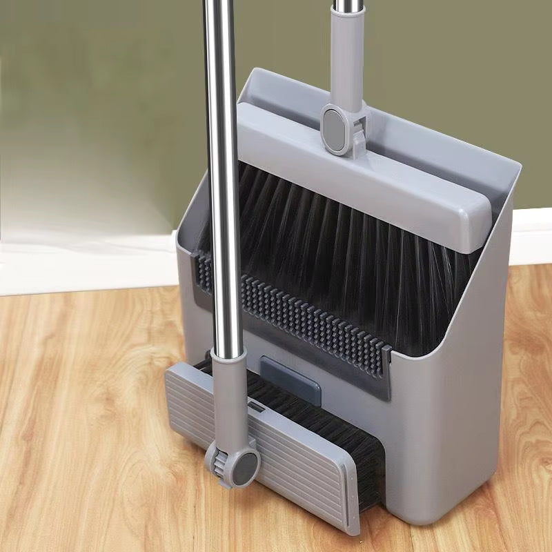 Three in One Folding Broom and Dustpan Combination Set, Multi-Faceted Cleaning Kit, Suitable for Living Rooms and Hard Floors