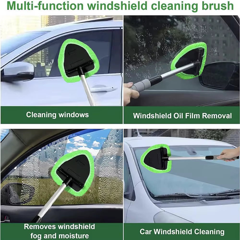 Telescopic Windshield Cleaning Brush Set Microfiber Glass Cleaner Scraping Mist Eliminator
