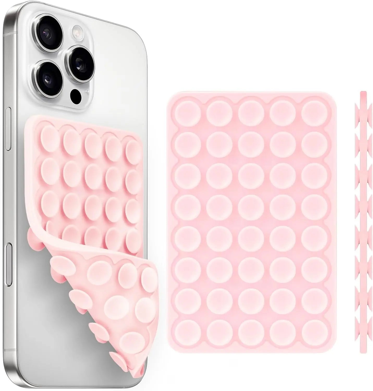 Silicone Suction Cup Phone Case Mount Double Sided, Phone Accessories Hands-Free Strong Grip Holder for Selfies and Videos, Silicon Phone Stand for Iphone and Android Light Pink Smartphone Porta Celular