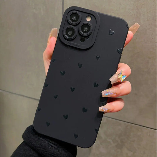Solid Color Mini Heart Pattern Phone Case, TPU Shockproof Durable Phone Protective Case, Phone Accessories for Iphone Series, Cover, Protection