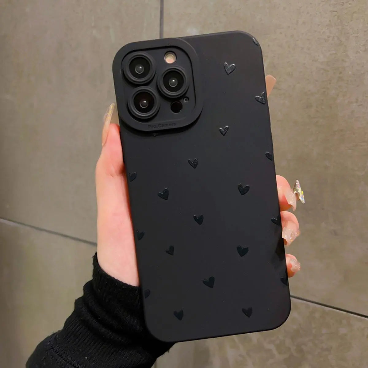 Solid Color Mini Heart Pattern Phone Case, TPU Shockproof Durable Phone Protective Case, Phone Accessories for Iphone Series, Cover, Protection